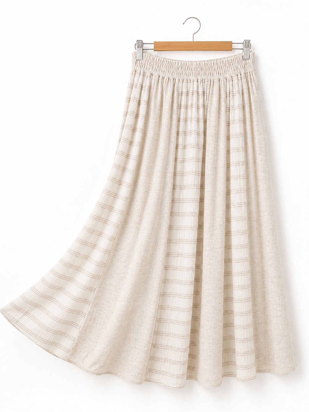 Linen Blend Matching Set Vest/Maxi Skirt Made in USA-Boho-Neutral-Striped Medium - Picture 7 of 11